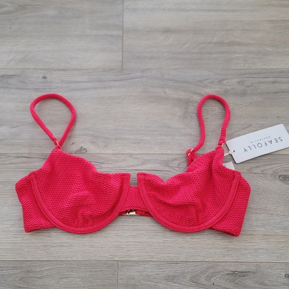 Seafolly Sea Dive Underwire Bikini Top in Chilli Red sz 6 - Picture 6 of 9